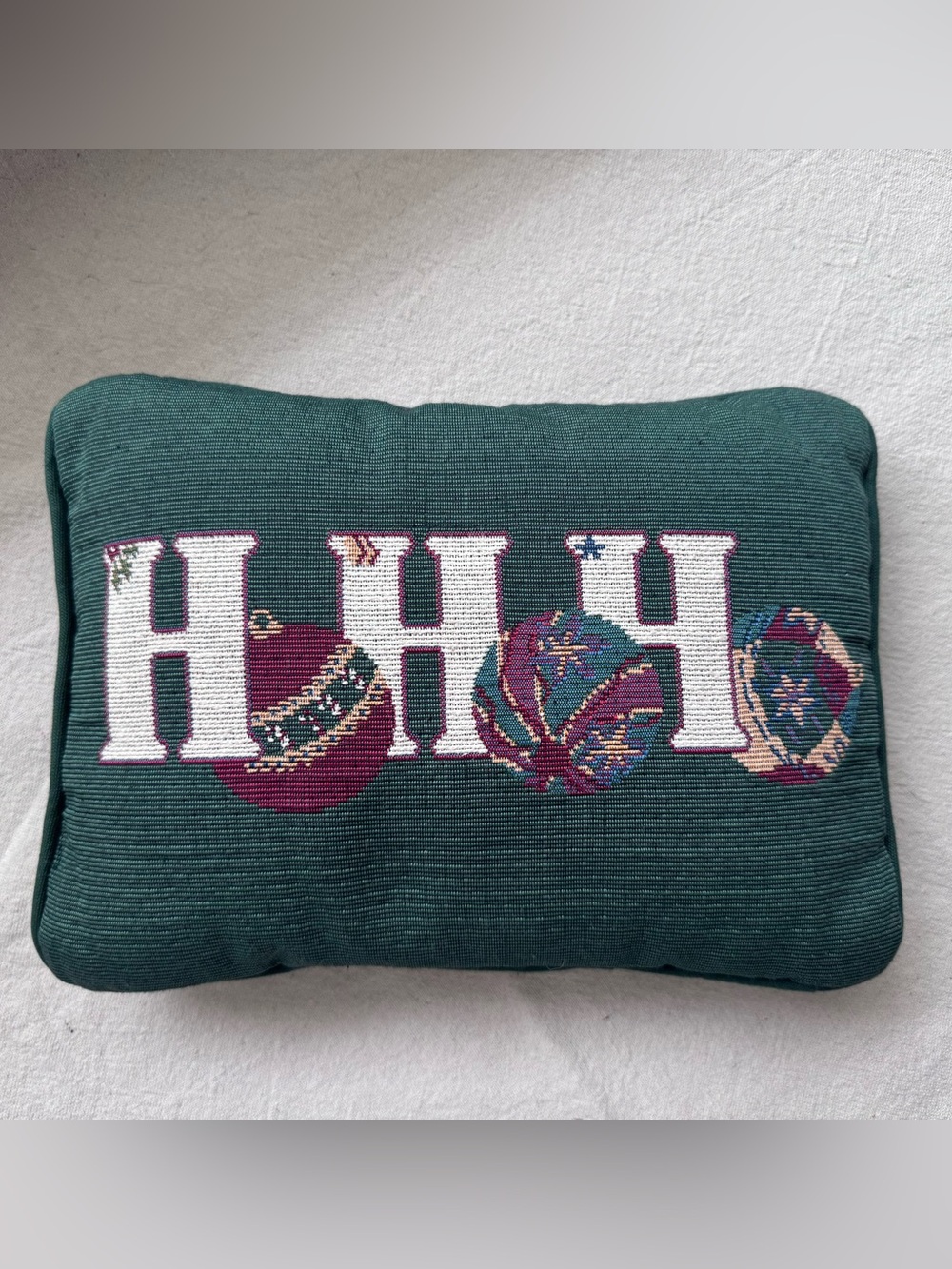 Vintage Style Green Tapestry Christmas Throw Pillow